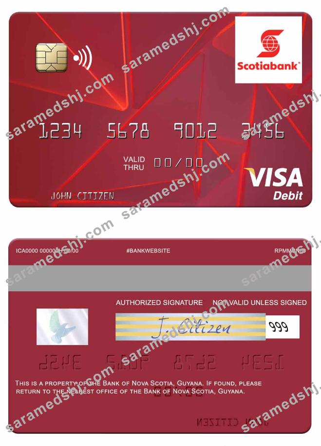 Guyana Bank of Nova Scotia visa debit card
